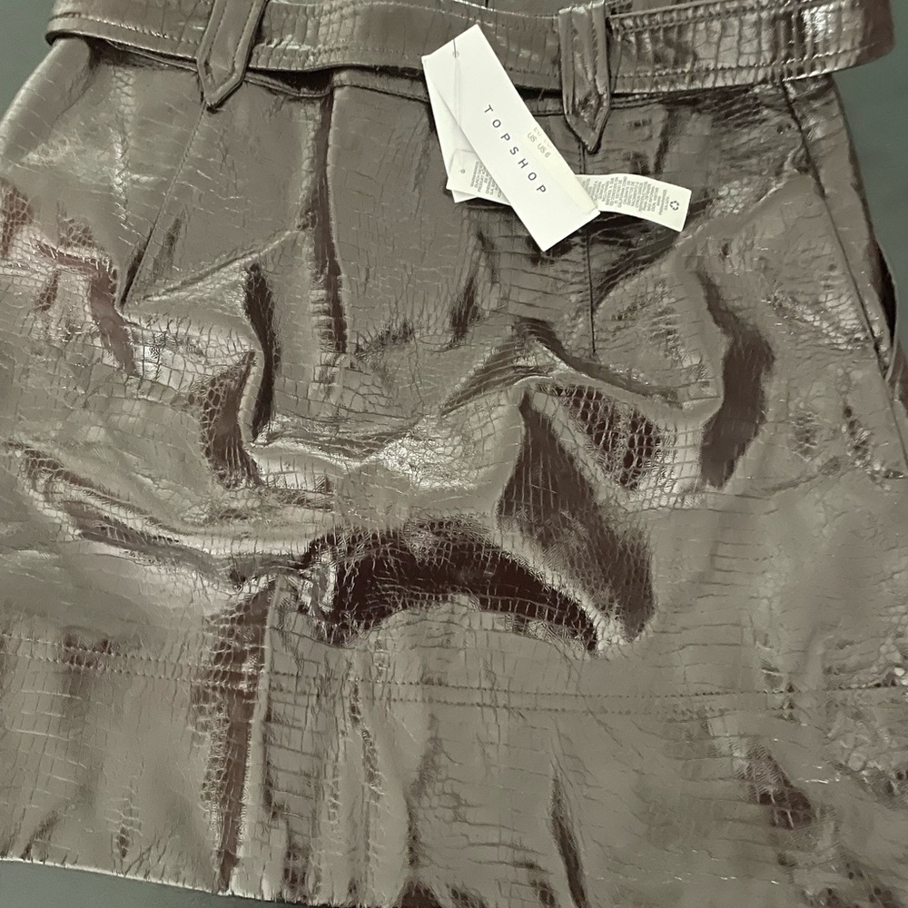 NWT Topshop faux leather belted mini skirt - Picture 5 of 8